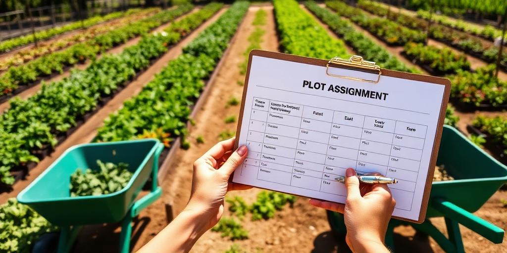 Community garden plots being assigned